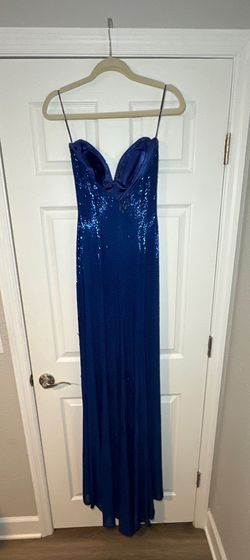 Sherri Hill Blue Size 2 Free Shipping Strapless Prom Fully Beaded Side slit Dress on Queenly