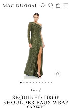 Style 26571 Mac Duggal Green Size 8 Wedding Guest Olive Straight Dress on Queenly