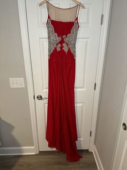 Sherri Hill Bright Red Size 4 Tulle High Neck A-line Dress on Queenly