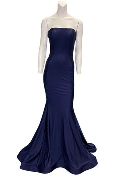 Style 568 Jessica Angel Blue Size 0 Wedding Guest Navy Black Tie Straight Dress on Queenly