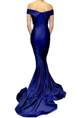 Style 528 Jessica Angel Blue Size 4 Tall Height Mermaid Dress on Queenly