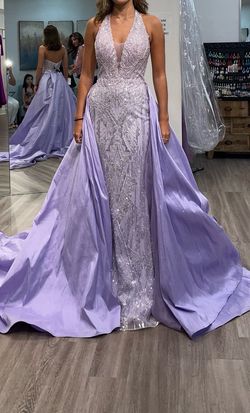 Style PS22926 Portia and Scarlett Purple Size 0 Sequined Prom Halter Lavender Straight Dress on Queenly