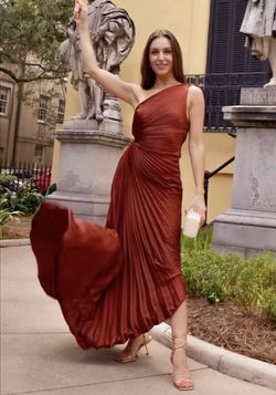 A.L.C Brown Size 4 One Shoulder Tall Height Medium Height A-line Dress on Queenly