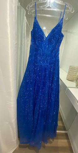 Style 09016A Jovani Blue Size 12 Plus Size Straight Dress on Queenly