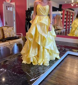 Rachel Allan Yellow Size 6 Prom Floor Length Ball gown on Queenly
