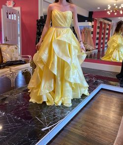 Rachel Allan Yellow Size 6 Floor Length Ball gown on Queenly