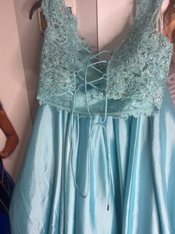 Sherri Hill Blue Size 2 Pageant Swoop Two Piece Corset Train Dress on Queenly