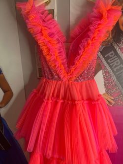 Ashley Lauren Multicolor Size 0 Plunge Quinceañera Free Shipping Train Dress on Queenly
