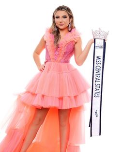 Ashley Lauren Multicolor Size 0 High Low Floor Length Jersey Quinceañera Short Height Train Dress on Queenly