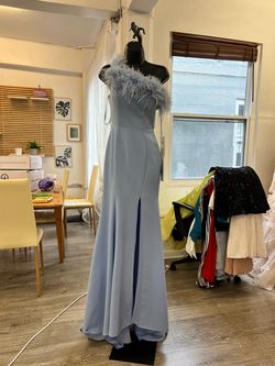 Style 2405 Colors Blue Size 0 Jersey Floor Length Pageant Side slit Dress on Queenly