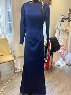 Sherri Hill Blue Size 0 Long Sleeve Prom Straight Dress on Queenly