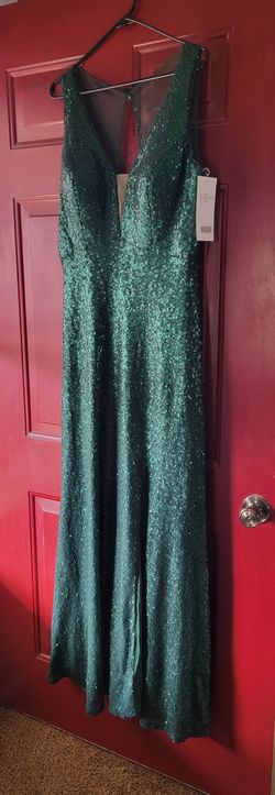 Christina Wu Green Size 12 Plus Size Floor Length Train Dress on Queenly