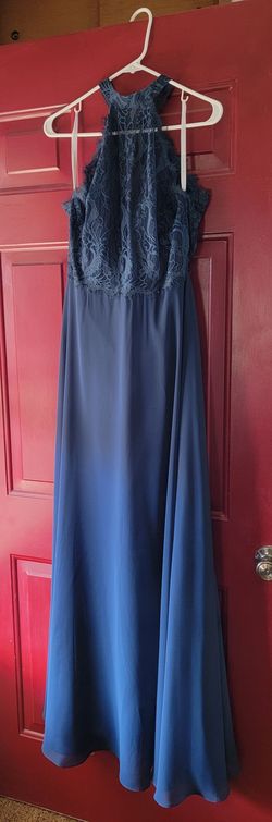 Christina Wu Blue Size 10 Black Tie Floor Length Straight Dress on Queenly
