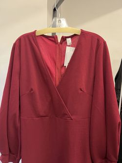 Style 20005 Queenly Direct Red Size 18 Maroon Sleeves Cocktail Dress on Queenly