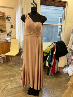 Style 2253 Bari Jay Pink Size 16 Floor Length 2253 One Shoulder Side slit Dress on Queenly