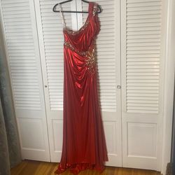 Style P3521 Kiss Kiss Formal Red Size 12 Shiny P3521 Straight Dress on Queenly