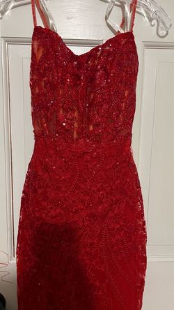 Sherri Hill Red Size 00 Pageant Square Neck Floor Length Mermaid Dress on Queenly