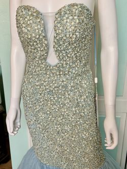 Style 1633 Colors Blue Size 6 Prom 1633 Jersey Mermaid Dress on Queenly