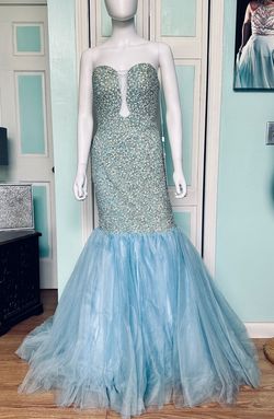 Style 1633 Colors Blue Size 6 1633 Plunge 50 Off Mermaid Dress on Queenly