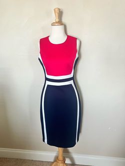Calvin Klein Multicolor Size 4 Midi Jersey Pageant Swoop Cocktail Dress on Queenly