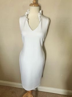 Calvin Klein White Size 2 Photoshoot Jersey Cocktail Dress on Queenly