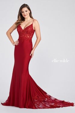 Style EW122094 Ellie Wilde Red Size 8 Plunge Ew122094 Prom Tall Height 50 Off A-line Dress on Queenly