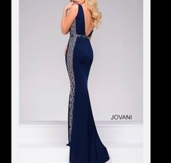Jovani Blue Size 4 Medium Height Military Prom Straight Dress on Queenly
