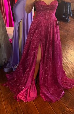 Style CD252 Cinderella Divine Pink Size 4 Plunge Prom Ball gown on Queenly