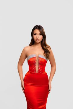 Style Hailey Minna Fashion Red Size 12 Floor Length Jewelled Plunge Straight Dress on Queenly