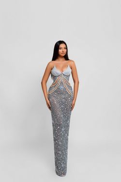 Style Jarius Minna Fashion Multicolor Size 0 Plunge Sequined Floor Length Pageant Straight Dress on Queenly