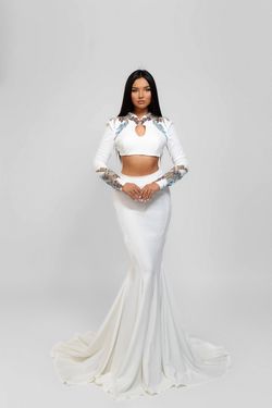 Style Arpina Minna Fashion White Size 0 Long Sleeve Keyhole Two Piece Straight Dress on Queenly
