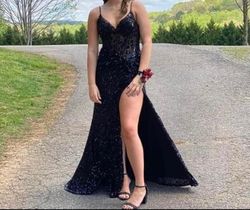 Style 7413 Jasz Couture Black Size 8 Prom 7413 Side slit Dress on Queenly
