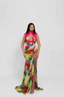 Style Harmony Minna Fashion Multicolor Size 0 Floor Length Tall Height Harmony Keyhole High Neck Side slit Dress on Queenly