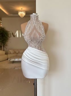 Style Tresor Minna Fashion White Size 8 Tall Height Bachelorette Mini Cocktail Dress on Queenly