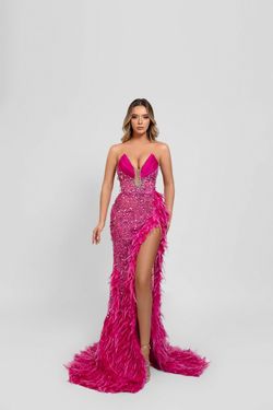 Style Elidy Minna Fashion Pink Size 0 Feather Padded Pageant Sequined Side slit Dress on Queenly