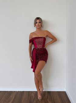 Style Vida Minna Fashion Green Size 12 Sequined Tall Height Burgundy Cocktail Dress on Queenly