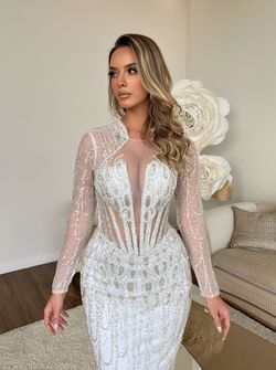 Style Christelle Minna Fashion White Size 8 Christelle Long Sleeve Sequined Straight Dress on Queenly