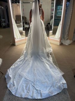 Jovani White Size 12 Wedding Floor Length Train Dress on Queenly