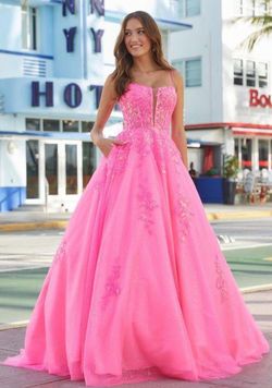 Style 88574 Amarra Pink Size 00 Plunge Medium Height Ball gown on Queenly