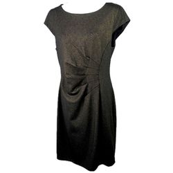 Boston Proper Black Size 12 Mini Plus Size Polyester Straight Cocktail Dress on Queenly