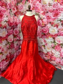 Style 7813 Rachel Allan Red Size 18 High Neck 7813 Military Mermaid Dress on Queenly