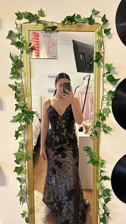 Style 06438 Jovani Black Size 0 Plunge Floor Length Mermaid Dress on Queenly
