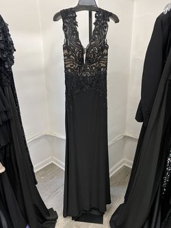Style S10674 Faviana Black Size 8 Tall Height Floor Length Mermaid S10674 A-line Dress on Queenly
