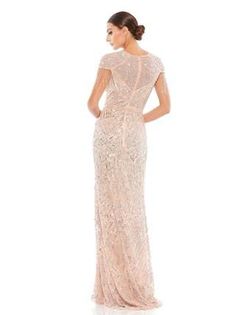 Style 4715 Mac Duggal Nude Size 14 Sheer Straight Dress on Queenly