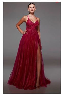 Style 1783 Alyce Paris Pink Size 2 Plunge Floor Length A-line Dress on Queenly