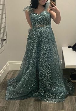 Ellie Wilde Green Size 6 Prom Floor Length A-line Dress on Queenly