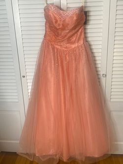 Style 6066 JOLI Prom Pink Size 14 Plus Size Jersey Coral Ball gown on Queenly