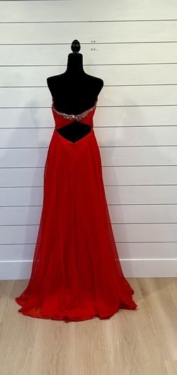 Night Moves Red Size 12 Backless Floor Length A-line Dress on Queenly