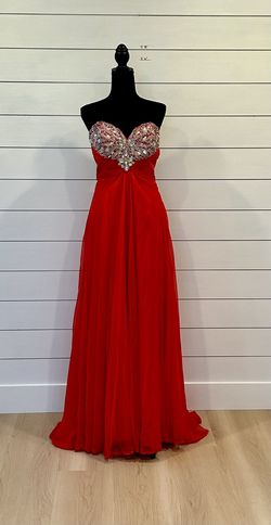 Night Moves Red Size 12 Backless 50 Off Jewelled Plus Size A-line Dress on Queenly