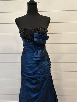 Maggie Sottero Blue Size 4 Train Military Fitted Mermaid Dress on Queenly